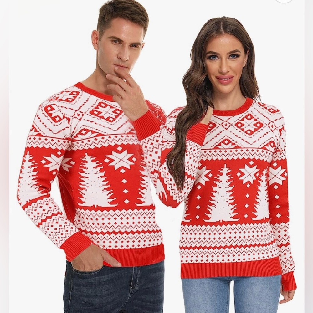 CHRISTMAS🎄NINE BULL KNITTED PULLOVER WITH TREES & SNOWFLAKES UNISEX SWEATER NWT